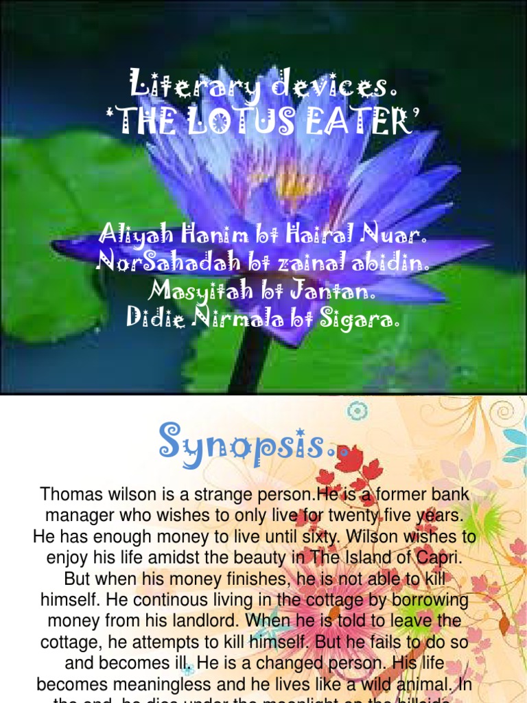 Literary Devices. The Lotus Eater' PDF