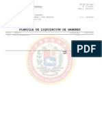Planilla de Liquidación de Haberes: Concepto Asignaciones Deducciones Código 0175 Bono de Alimentacion 45.00