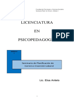 Licenciatura EN Psicopedagogía: Seminario de Planificación de Carrera e Inserción Laboral