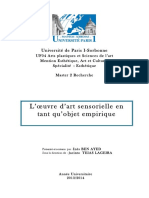 L'œuvre D'art Sensorielle en Tant Qu'objet Empirique: Université de Paris I-Sorbonne