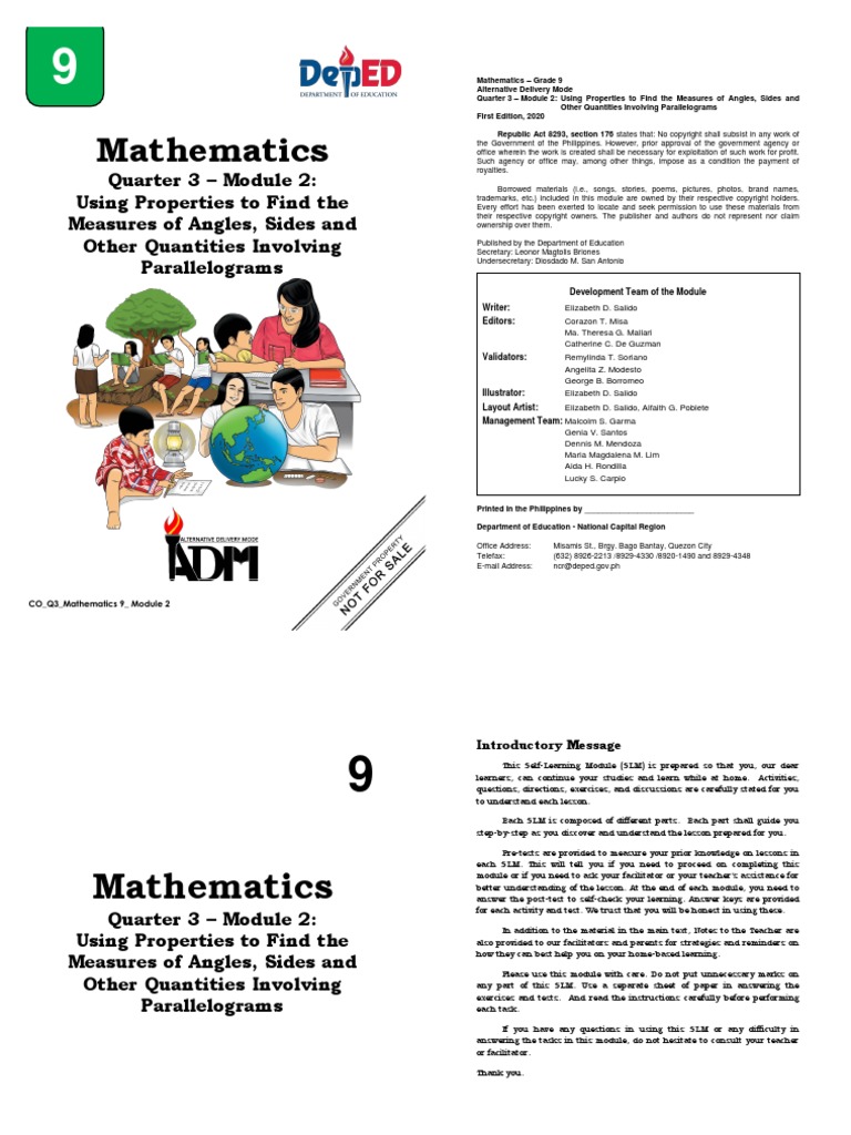 Math9 Q3 Module2 Download Free Pdf Area Angle