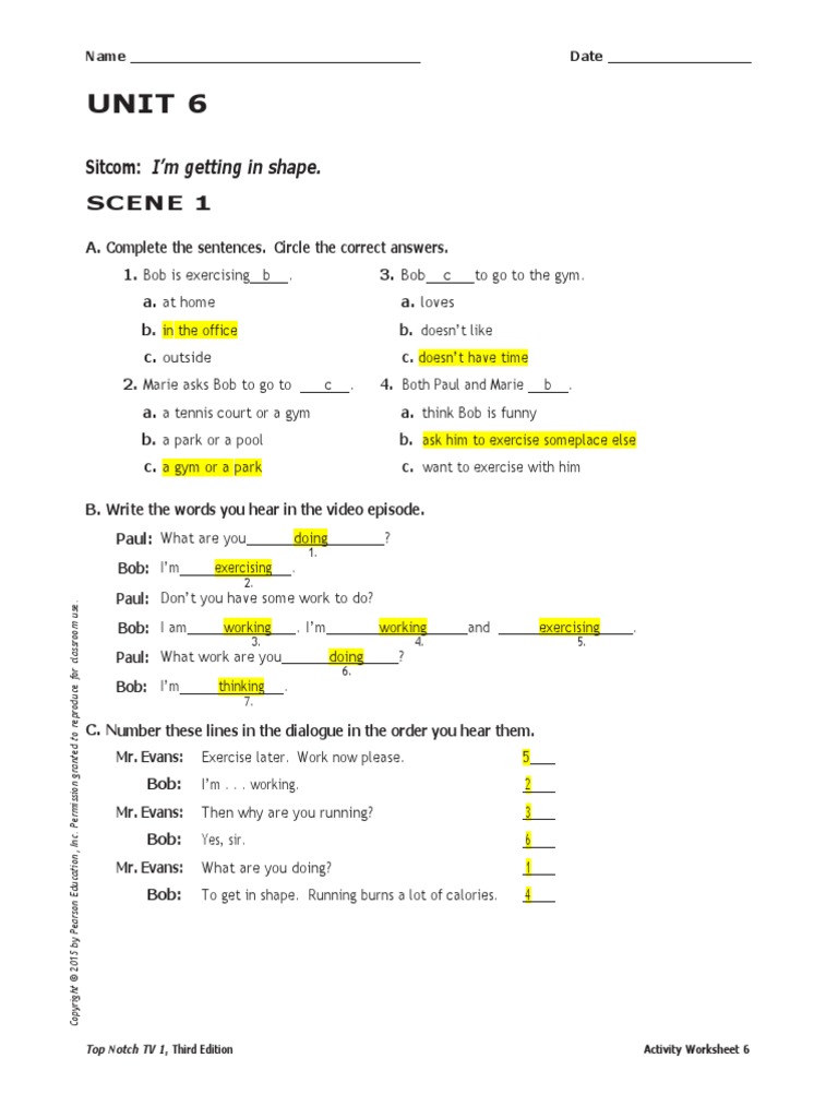 UNIT 06 Video Worksheets PDF
