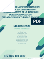 Aplicación de La Fundamentación Legal para El Cumplimiento y Fortalecimiento de La Inclusión de Las Personas Con Discapacidad en Turbaco Bolivar