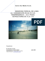 Plan de Abandono Parcial de Linea de Transmisión en 60 KV S.E. Independencia - S.E. Pisco. Estructuras 85 A La 113