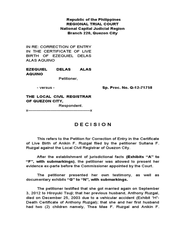 Correction of Birth Certificate Gender | PDF | Political Law | Legal ...
