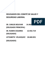 Delegados Del Comité de Salud Y Seguridad Laboral