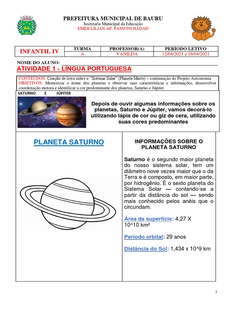 Projeto - Sistema solar em escala reduzida