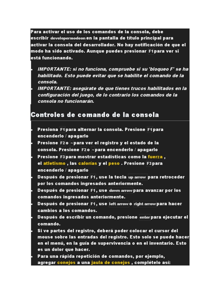 Comandos The Forest | PDF