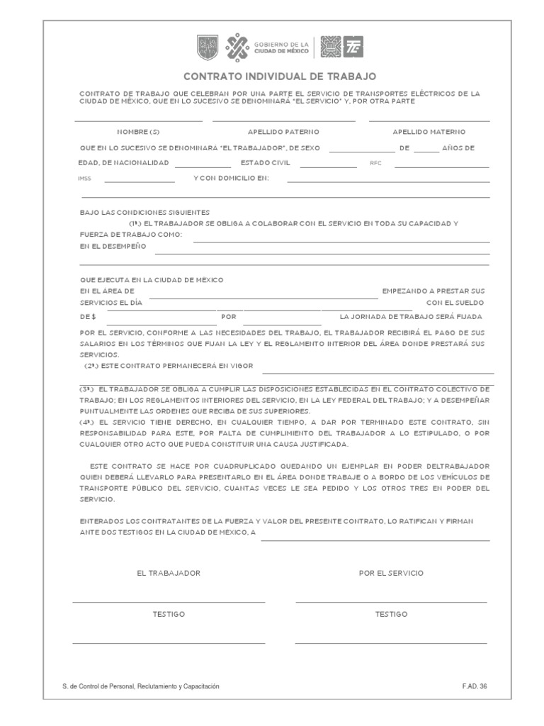 Contrato Individual de Trabajo: RFC Imss | PDF | Ciudad de México ...