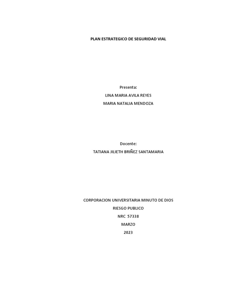 Plan Estratégico de Seguridad Vial 2024 | PDF | Planificación ...