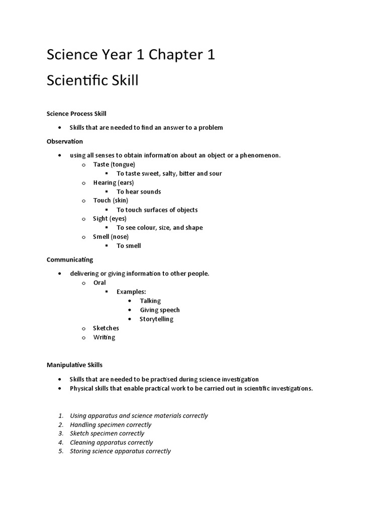 Year 1 Science Manipulative Skills | PDF