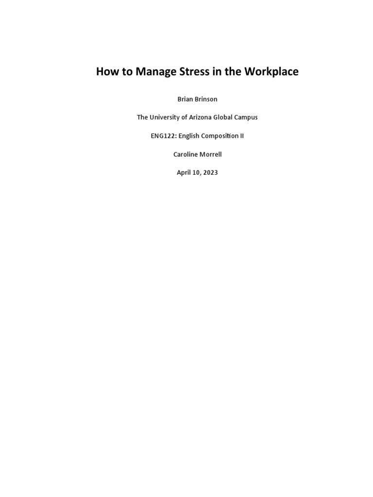 Stress In The Workplace Pdf | Managing s tre ss in the workplace ...