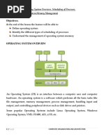 WEEK 12:: Operating System Overview, Scheduling of Processes, Operating System Memory Management