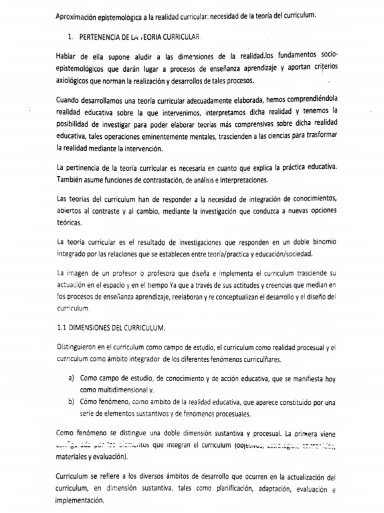 Teoría Curricular y su Pertinencia Educativa | PDF | Plan de estudios ...
