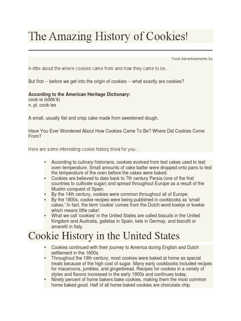 The Amazing History of Cookies PDF Cuisine Cooking