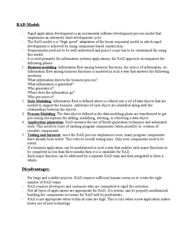 RAD Model: Incremental Development Process | PDF | Component Based ...
