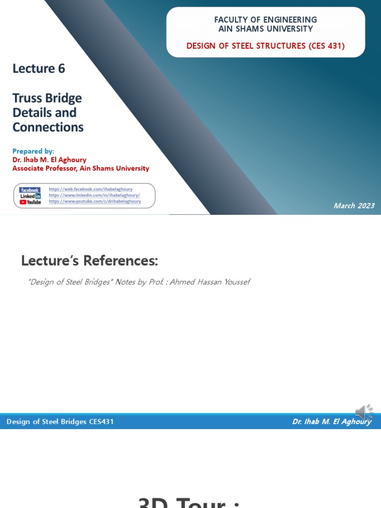 LECTURE 6 - Truss Bridge Details and Connections | PDF | Truss | Components
