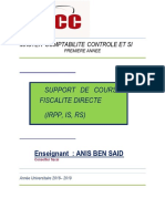 Support de Cours: Fiscalite Directe (Irpp, Is, RS) : Enseignant: ANIS BEN SAID