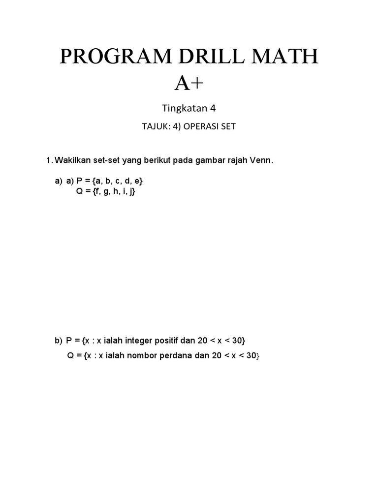 Program Drill Math A+: Tingkatan 4 | PDF