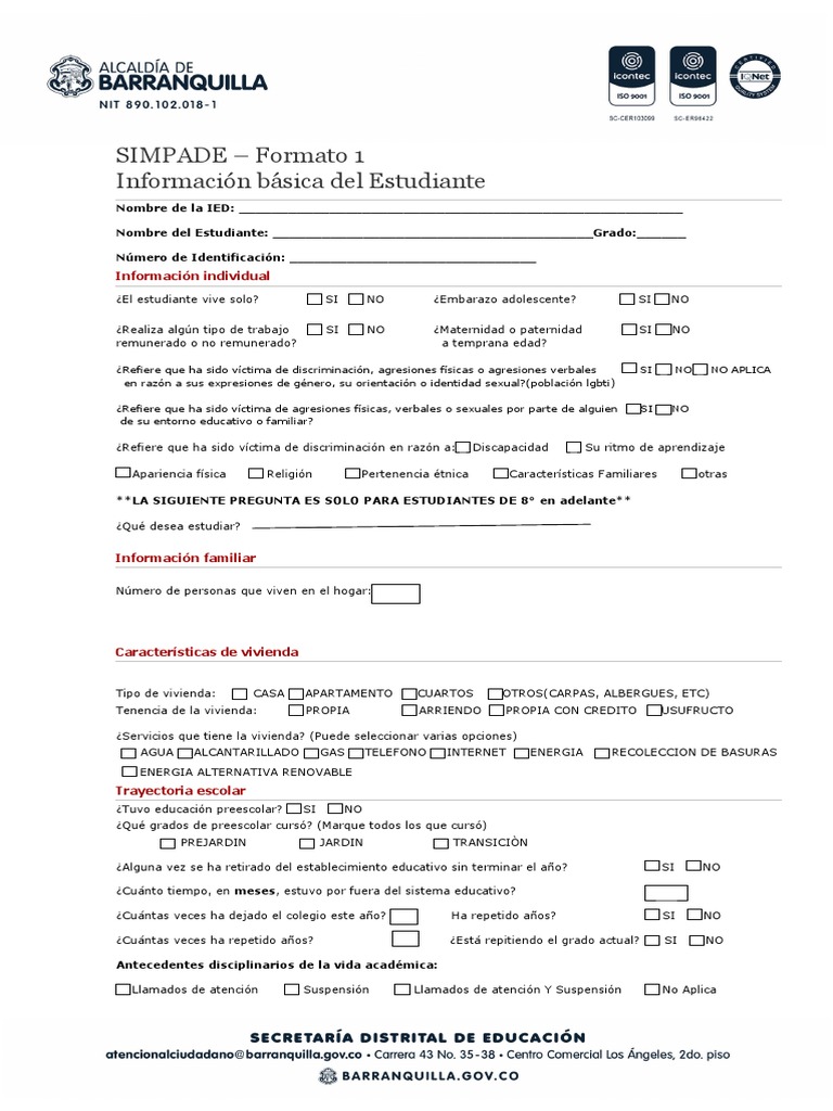 Formato Simpade | PDF | Educación de la primera infancia | Discriminación