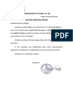 Uso Del Uniforme Oficial: COMUNICADO #03-2023 - D-SJS