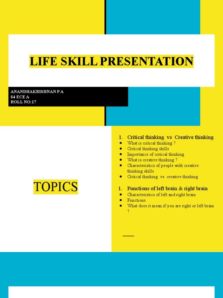 Life Skill PDF Critical Thinking Thought