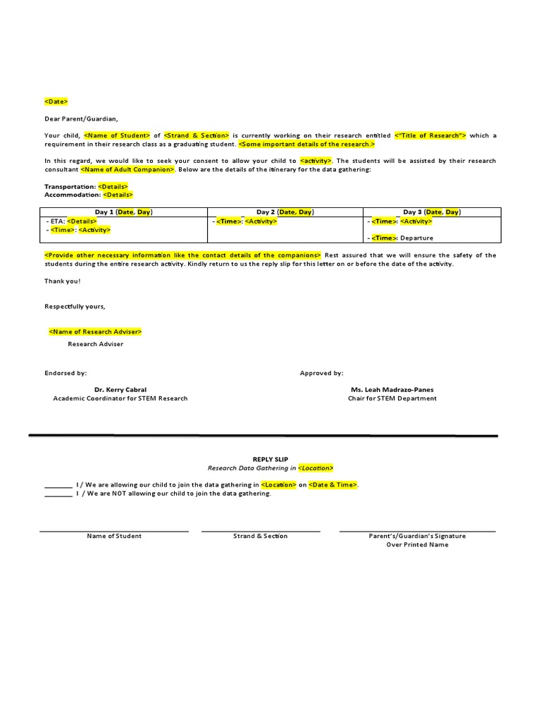 NOA Letter To Parents | PDF