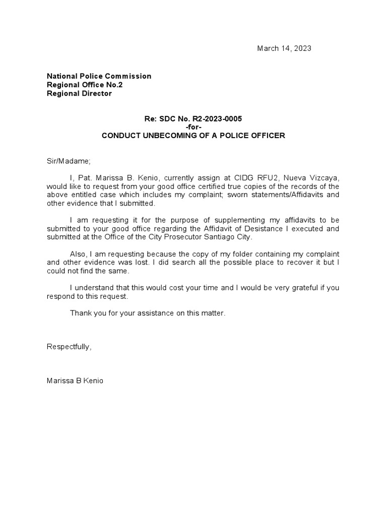 Request Letter of Documents | PDF