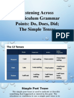 Listening Across Curriculum Grammar Points: Do, Does, Did The Simple Tenses