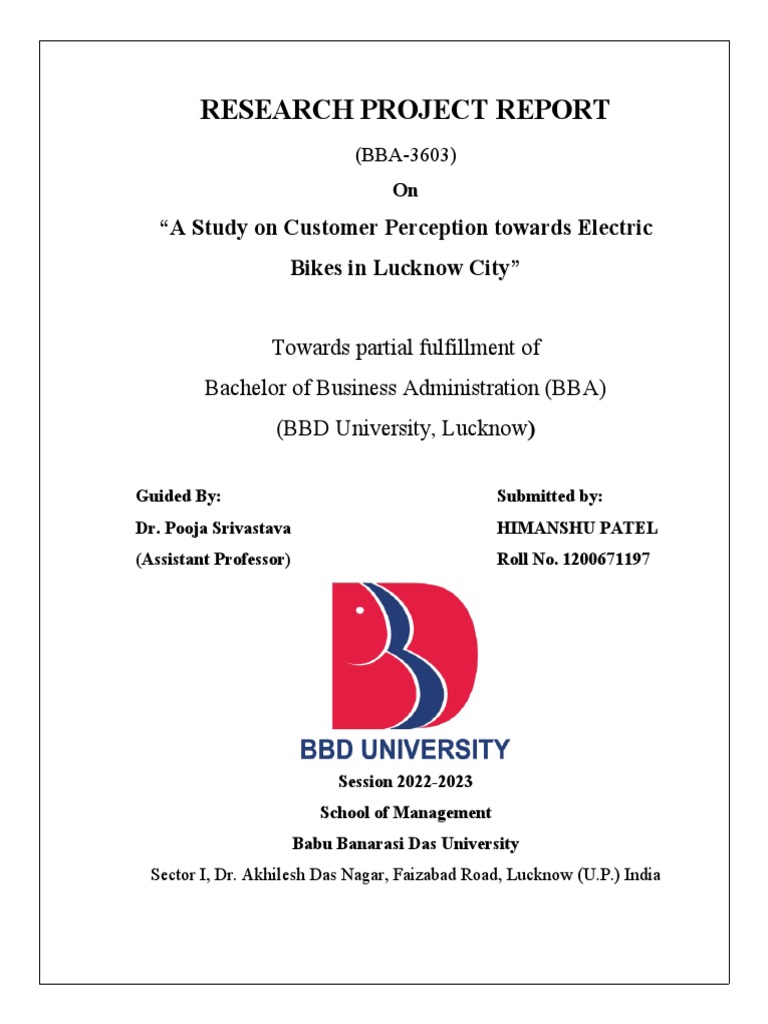 A Study On Customer Perception Towards Electric Bikes in Lucknow City