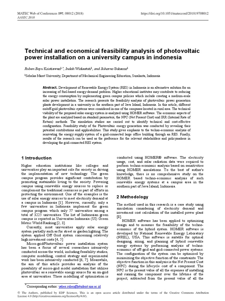 Feasibility Analysis of PV Power Installation in Indonesia | PDF ...
