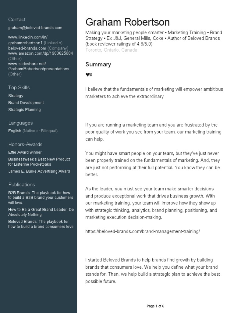Graham Robertson: Contact | PDF | Brand | Marketing