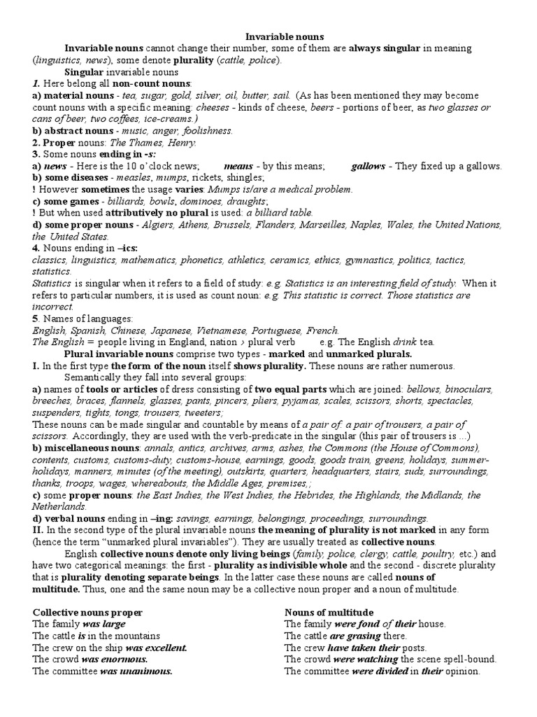 VIII Singularia and Pluralia Tantum PDF Plural Noun
