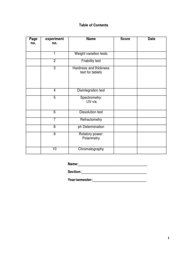 1 Weight Variation Tests 2 Friability Test 3 Hardness and Thickness