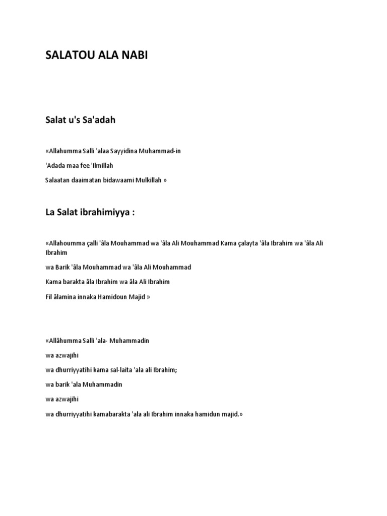 Salatou Ala Nabi PDF