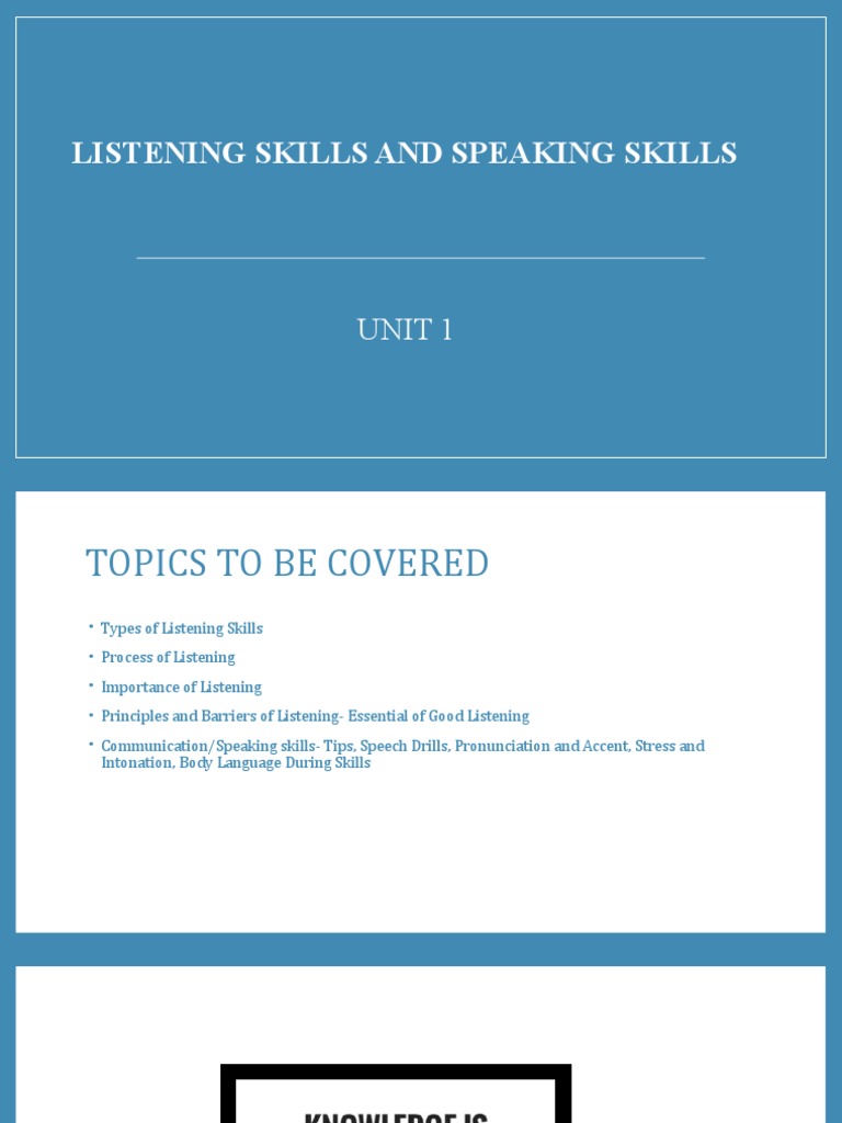 Mastering Listening and Speaking Skills | PDF | Speech | Communication