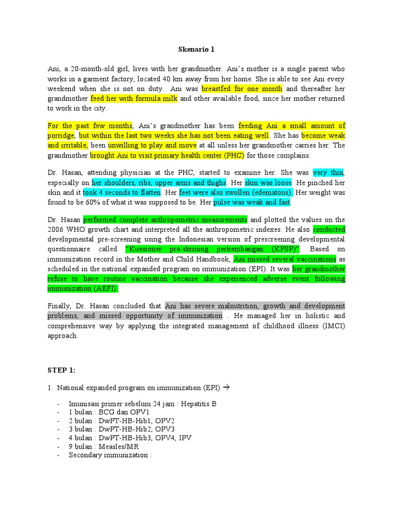 C3 Tutorial Skenario 1-2 2 | PDF | Childhood | Children's Health