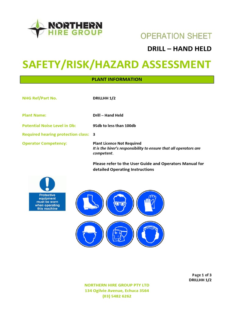 Risk Assessment Hand Held Drill PDF