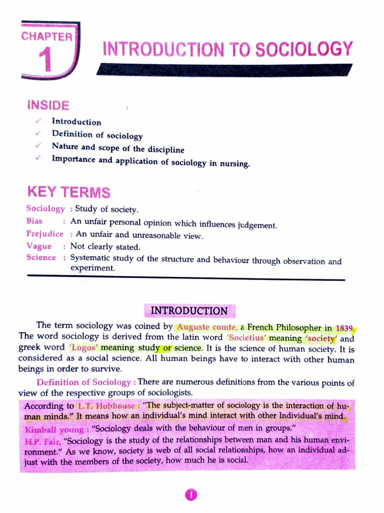 CH 1 Sociolgy For BSC Nursing Students | PDF | Sociology | Experiment