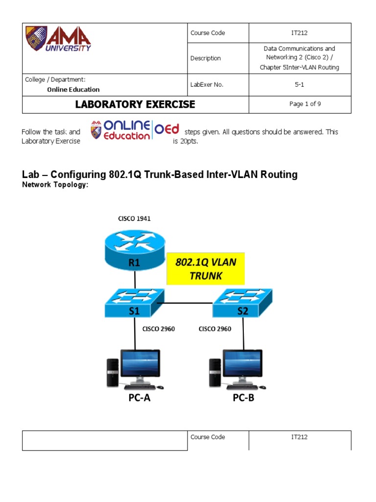 Configuring Trunk-Based Inter-VLAN Routing | PDF | Network Switch ...