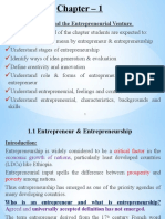 The Entrepreneur and The Entrepreneurial Venture Objective: at The End of The Chapter Students Are Expected To