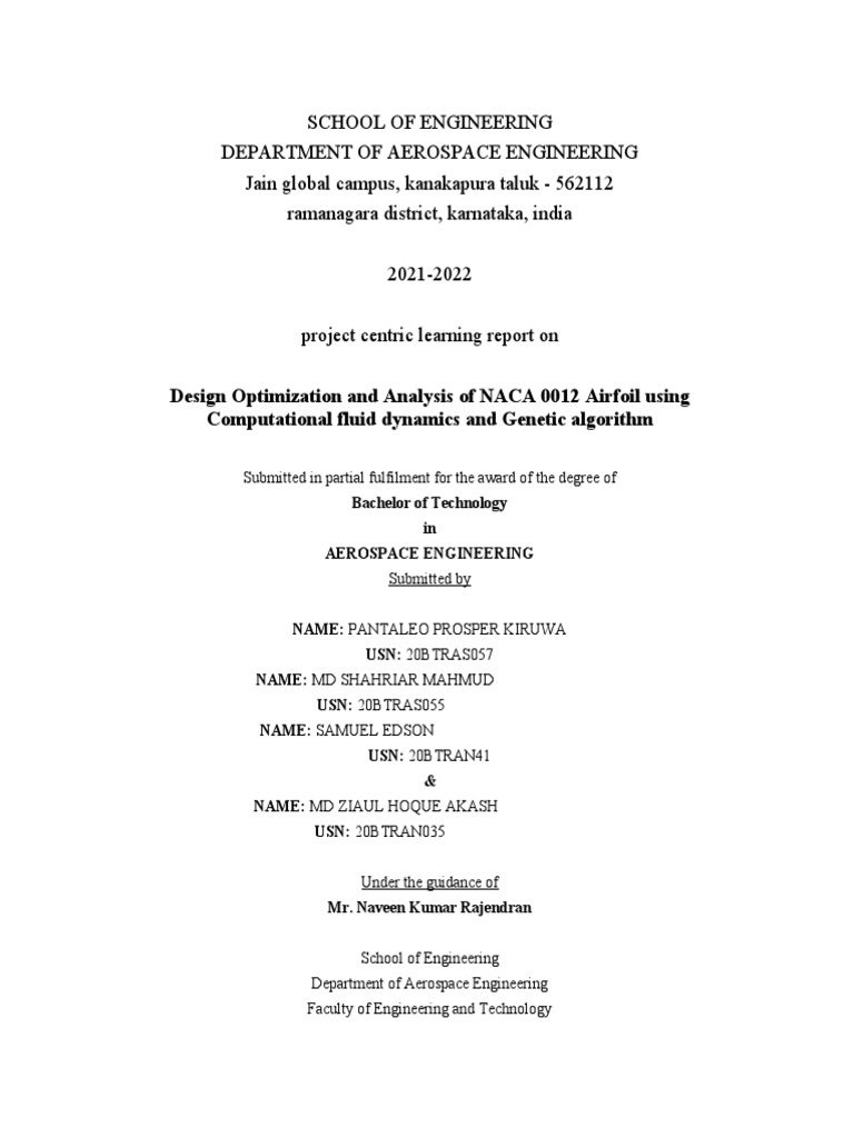 NACA 0012 Airfoil Optimization Report | PDF | Lift (Force) | Aerodynamics