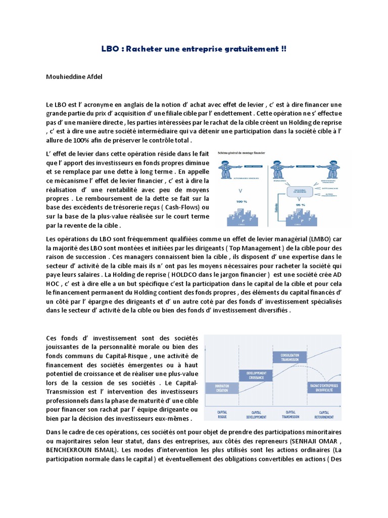 LBO: Racheter Une Entreprise Gratuitement !! | PDF