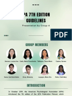 Apa 7Th Edition Guidelines: Presentation by Group 4