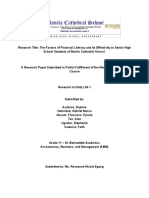 Factors and Effect of Financial Literacy on SHS Students