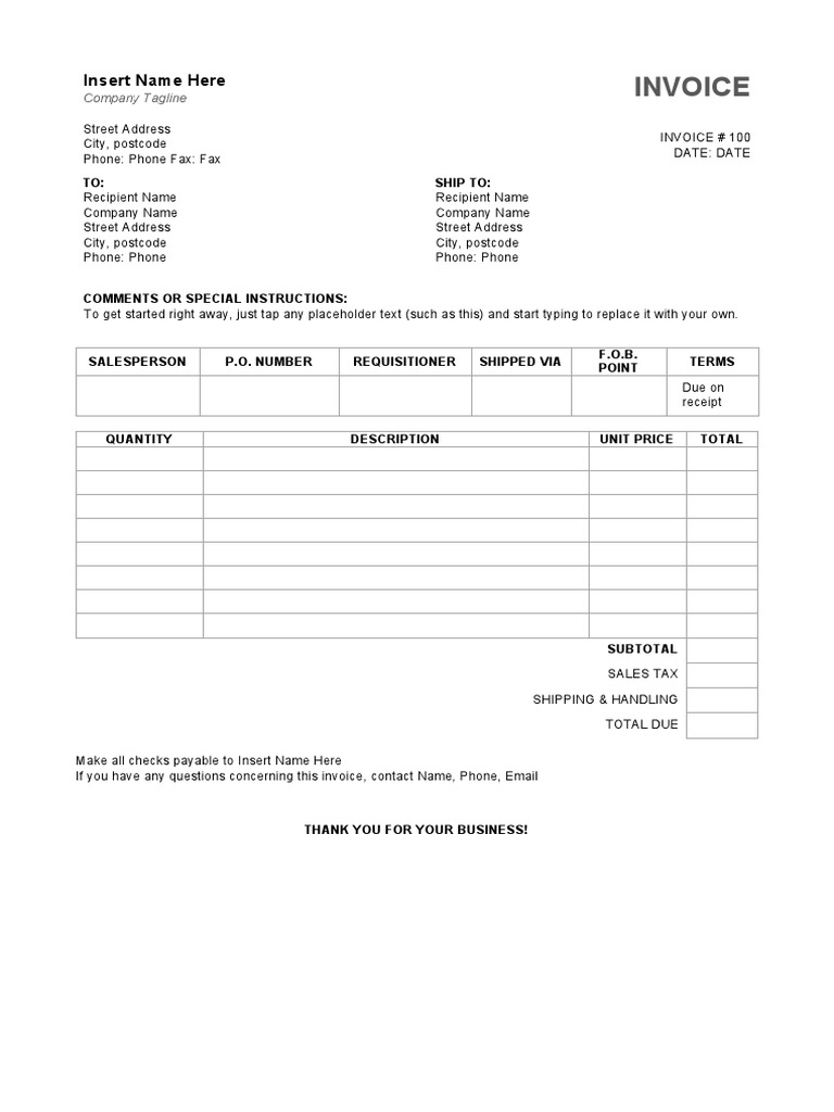 Invoice Sample For Freelancers | PDF