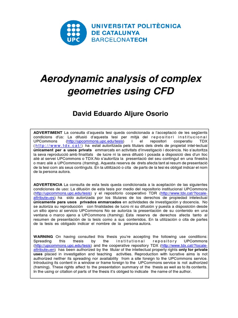 Aerodynamic Analysis of Complex Geometries Using CFD: David Eduardo ...