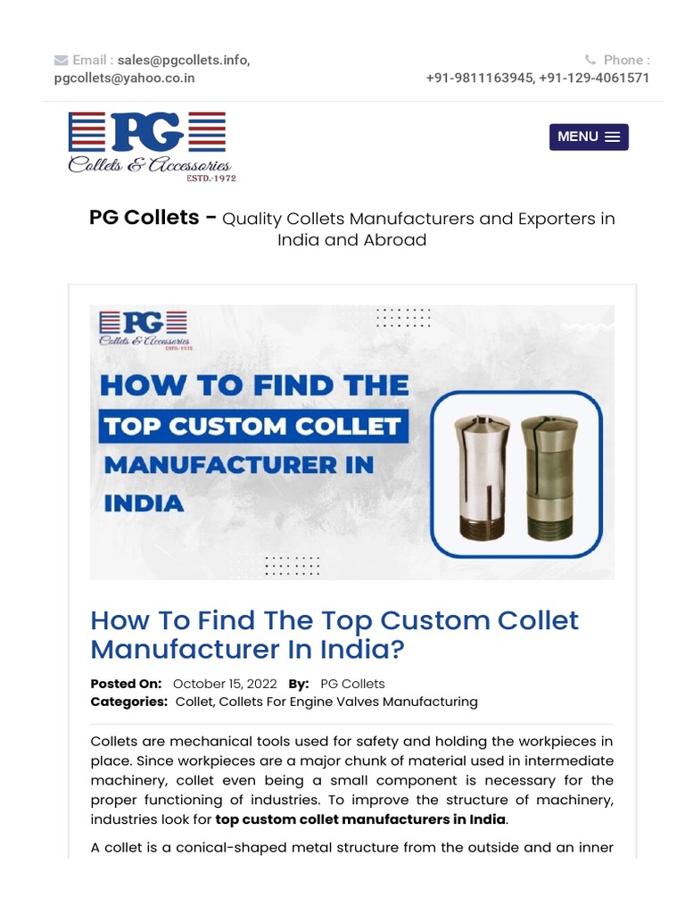 How To Find The Top Custom Collet Manufacturer in India?: PG Collets ...