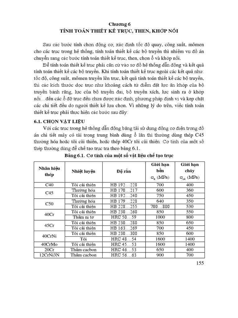 TÍNH TOÁN THIẾT KẾ TRỤC, THEN, KHỚP NỐI | PDF