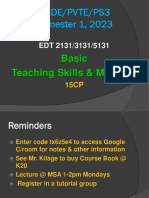 Pgde/Pvte/Ps3 Semester 1, 2023: Basic Teaching Skills & Methods